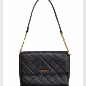 Calvin Klein Chelsea Shoulder Bag Quilted Leather Black